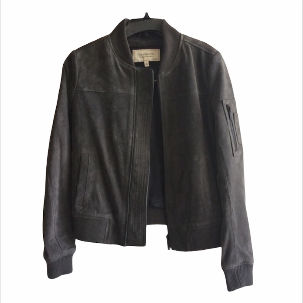 NWT Bagatelle gray leather suede bomber jacket - Picture 2 of 12